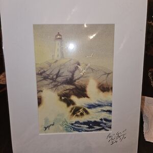 Neil Depew Signed & Matted Watercolor Art Peggy's Cove Seaside Nova Scotia